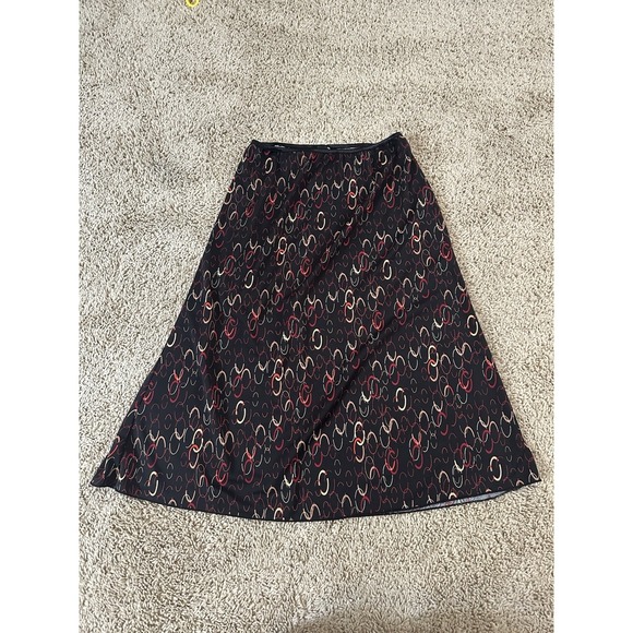 Wrapper Dresses & Skirts - Wrapper Womens Medium Black Red Chain Link Print A-Line Midi Skirt 60TZ2808